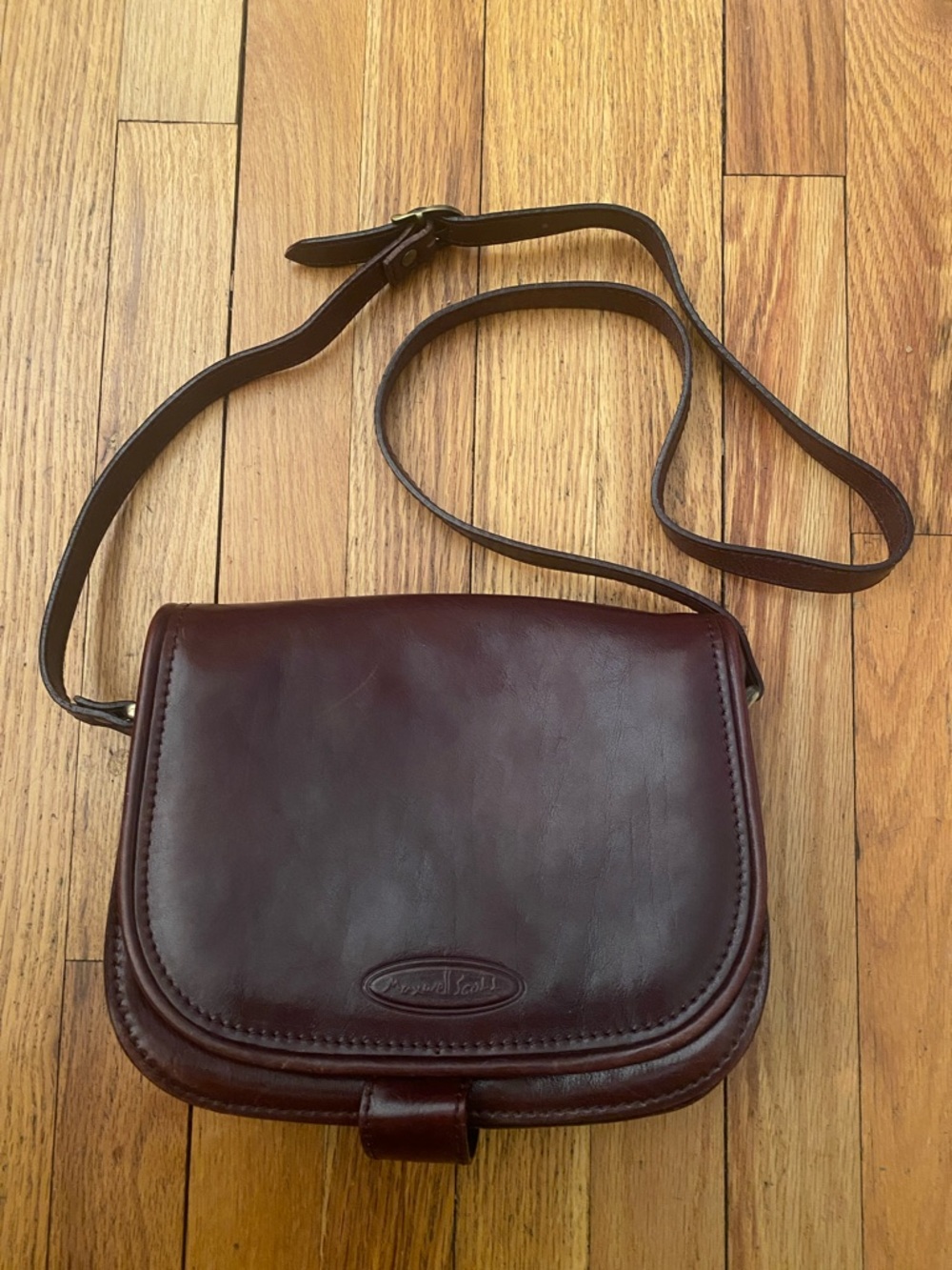 Maxwell Scott Authentic Vintage Saddle Bag Crossbody Mahagony Brown EUC
